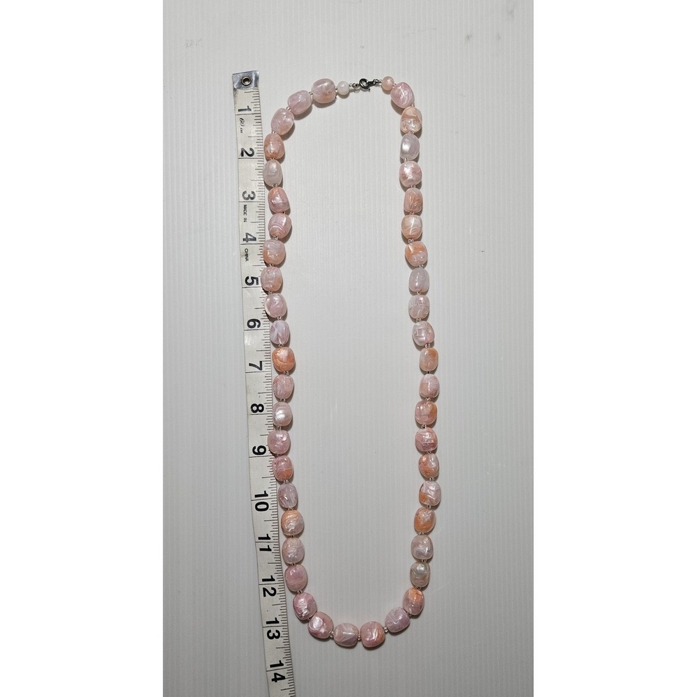 Vintage Pink Swirl Marbled Acrylic Beaded Necklace